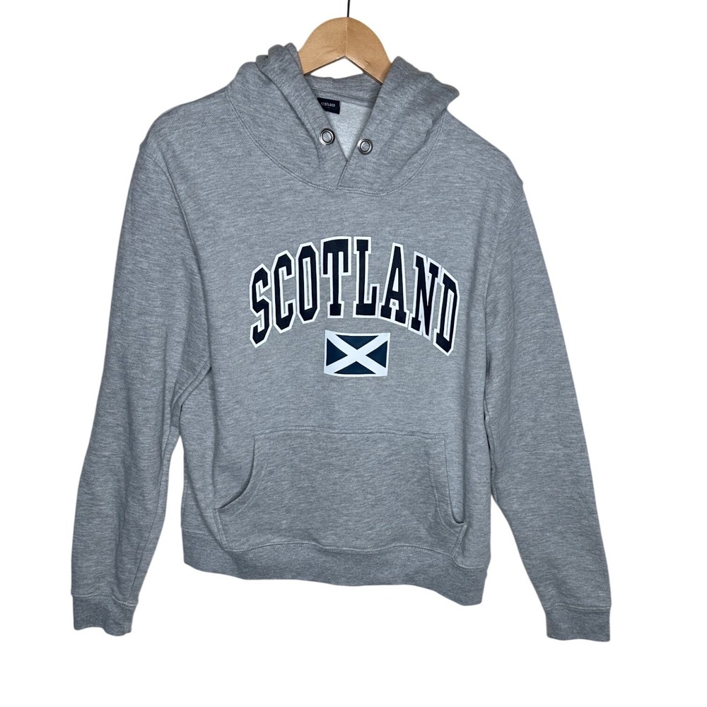 Scotland Men's Graphic Print Pullover Hoodie size Medium Gray/Blue